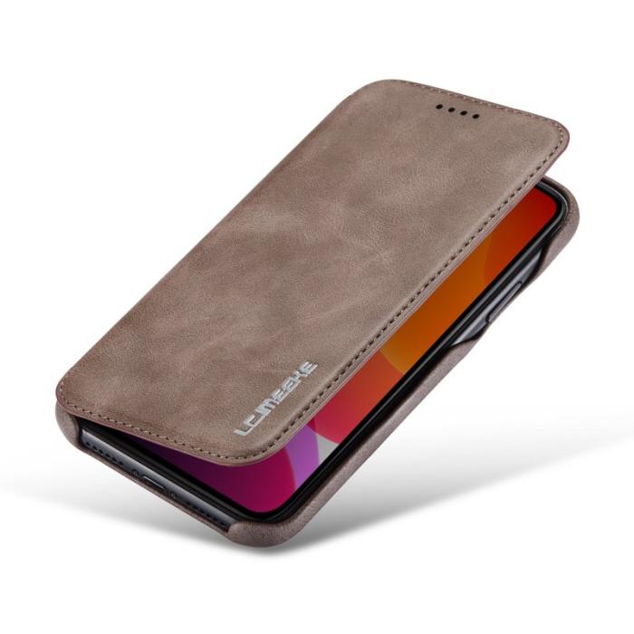 LC.imeeke - LC.IMEEKE iPhone 11 Skal Retro Stil Äkta Läder - Kaffe
