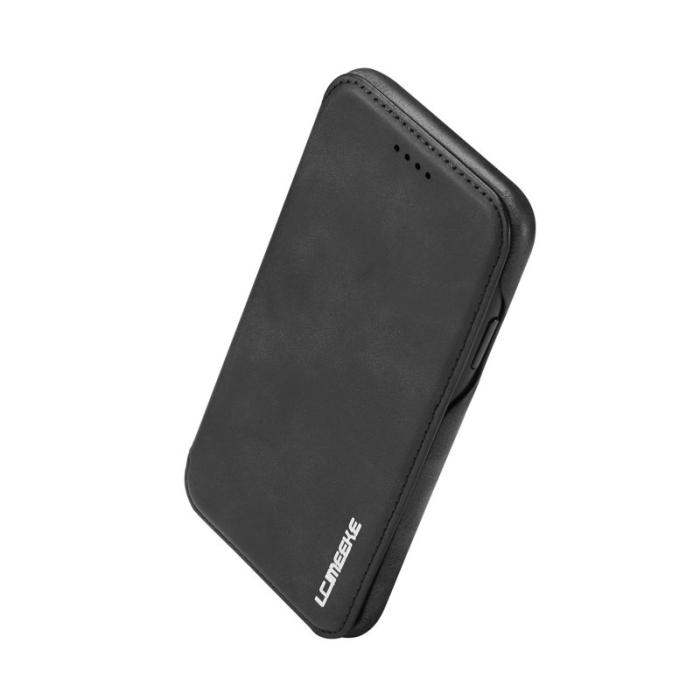 LC.imeeke - LC.IMEEKE iPhone 11 Skal Retro Stil Äkta Läder - Svart