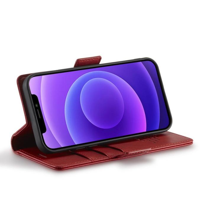 LC.imeeke - LC.IMEEKE iPhone 12 / 12 Pro Fodral i PU-läder - Röd