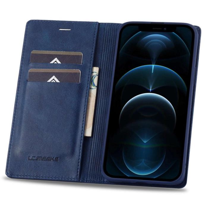 LC.imeeke - LC.IMEEKE iPhone 12 / 12 Pro Fodral PU Läder - Blå