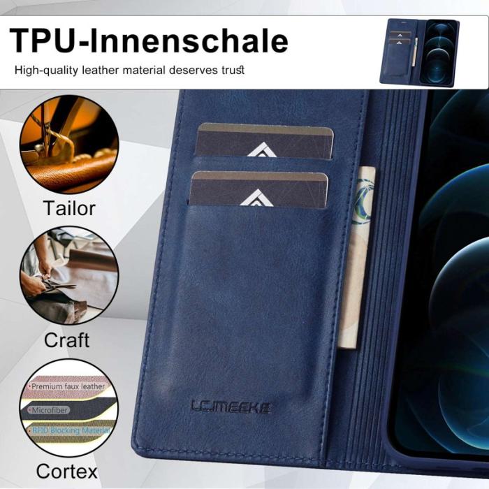 LC.imeeke - LC.IMEEKE iPhone 12 / 12 Pro Fodral PU Läder - Blå