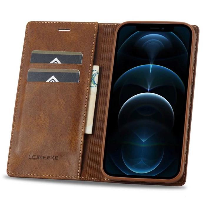 LC.imeeke - LC.IMEEKE iPhone 12 / 12 Pro Fodral PU Läder - Brun