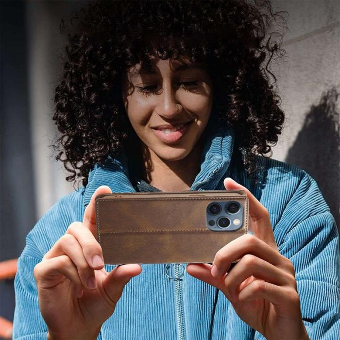 LC.imeeke - LC.IMEEKE iPhone 12 / 12 Pro Fodral PU Läder - Brun