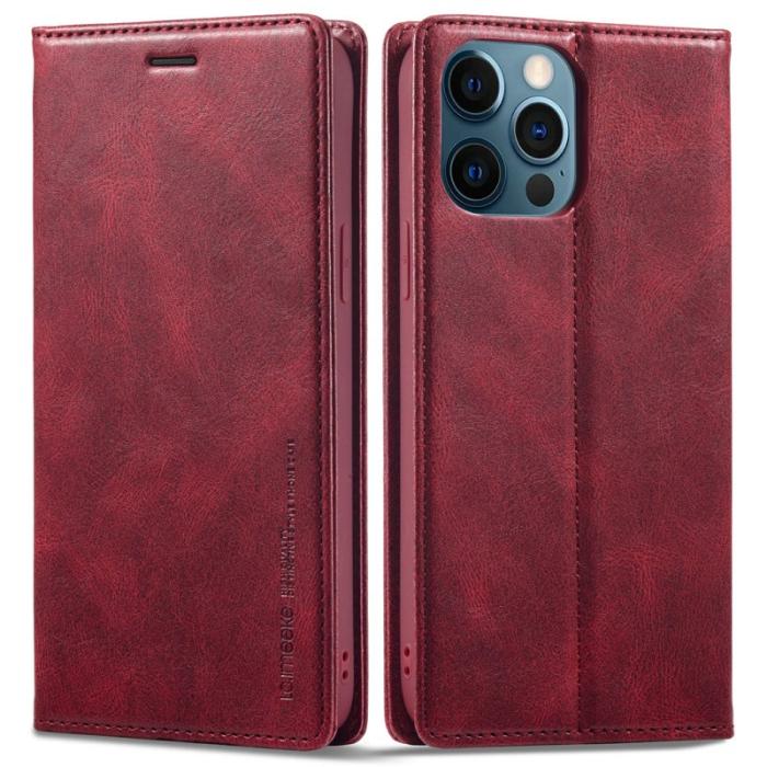 LC.imeeke - LC.IMEEKE iPhone 12 / 12 Pro Fodral PU Läder - Röd