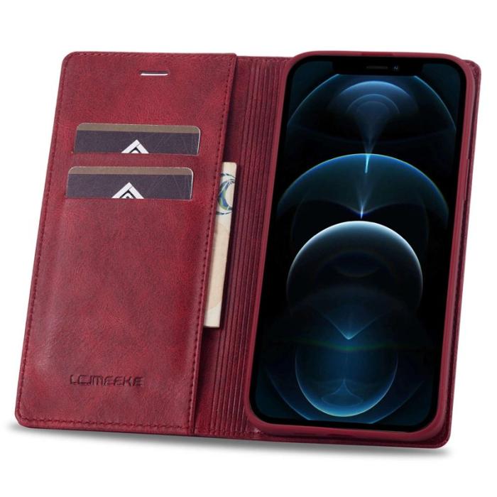 LC.imeeke - LC.IMEEKE iPhone 12 / 12 Pro Fodral PU Läder - Röd