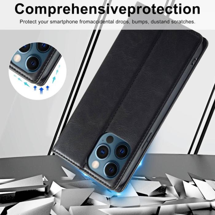 LC.imeeke - LC.IMEEKE iPhone 12 / 12 Pro Fodral PU Läder - Svart