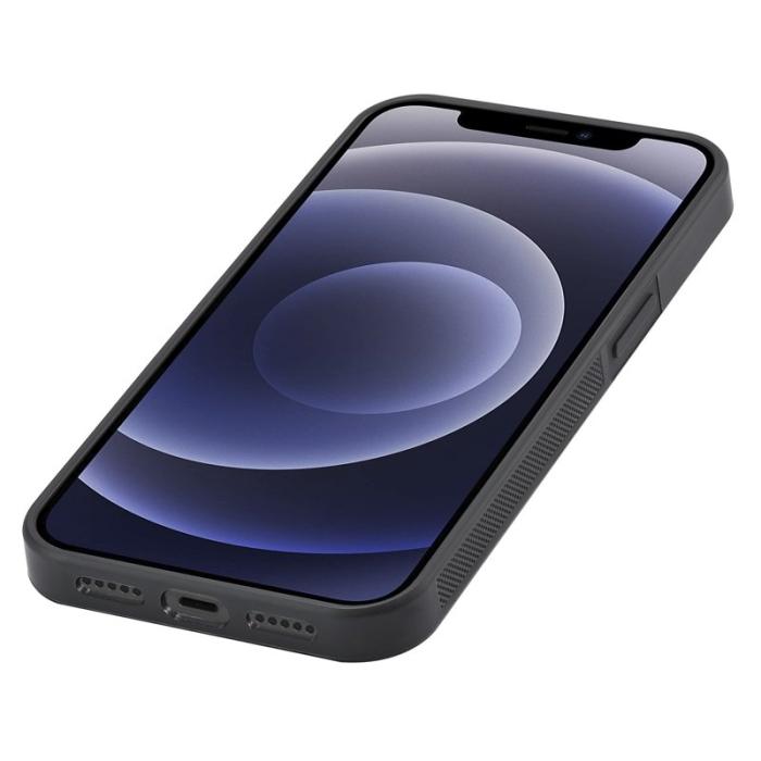 LC.imeeke - LC.IMEEKE iPhone 12 / 12 Pro Skal Äkta läder - Svart