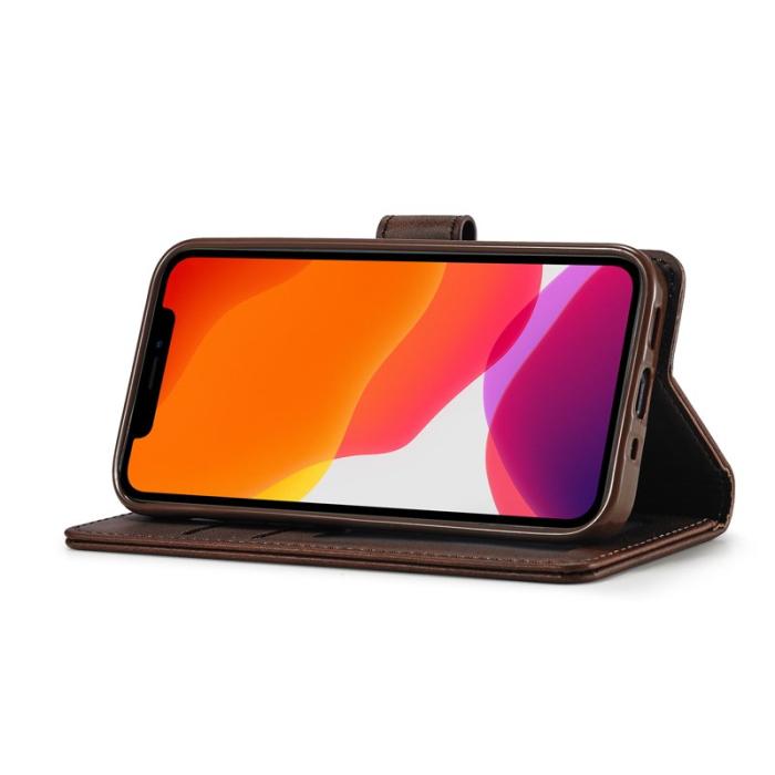 LC.imeeke - LC.IMEEKE iPhone 12 Fodral Äkta läder - Kaffe