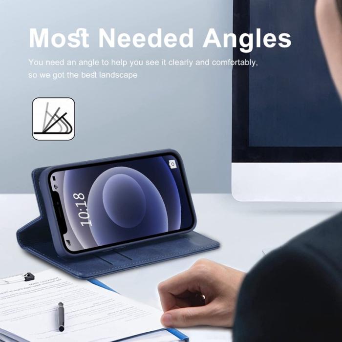 LC.imeeke - LC.IMEEKE iPhone 12 mini Fodral - PU Läder - Blå