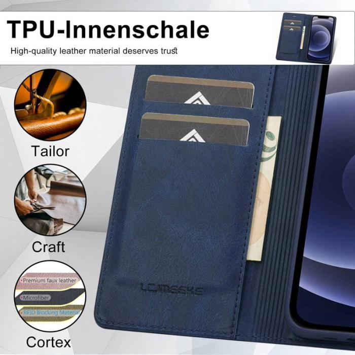 LC.imeeke - LC.IMEEKE iPhone 12 mini Fodral - PU Läder - Blå