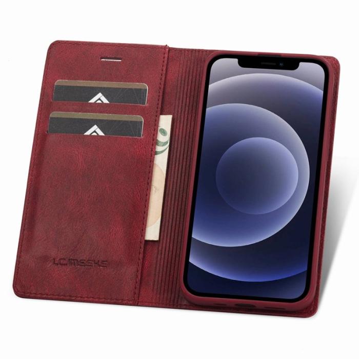 LC.imeeke - LC.IMEEKE iPhone 12 mini Fodral - Shockproof PU Läder - Röd