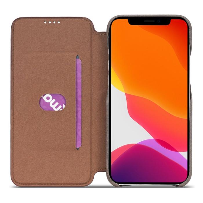 LC.imeeke - LC.IMEEKE iPhone 12 Pro Fodral Äkta läder - Grå