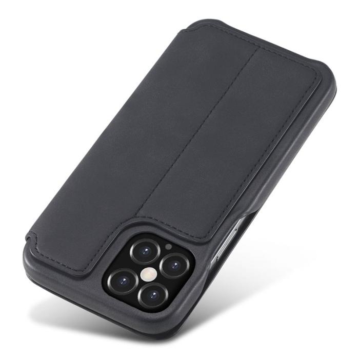 LC.imeeke - LC.IMEEKE iPhone 12 Pro Fodral i Äkta läder - Svart