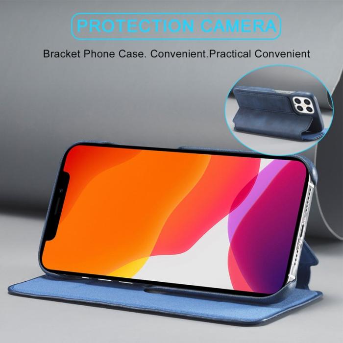 LC.imeeke - LC.IMEEKE iPhone 12 Pro Max Fodral Äkta läder - Blå