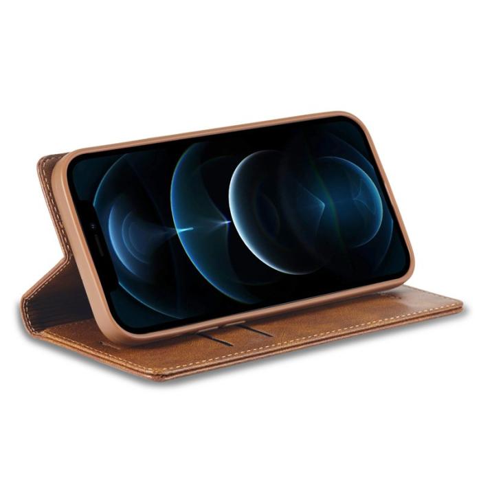 LC.imeeke - LC.IMEEKE iPhone 12 Pro Max Fodral Äkta läder - Brun
