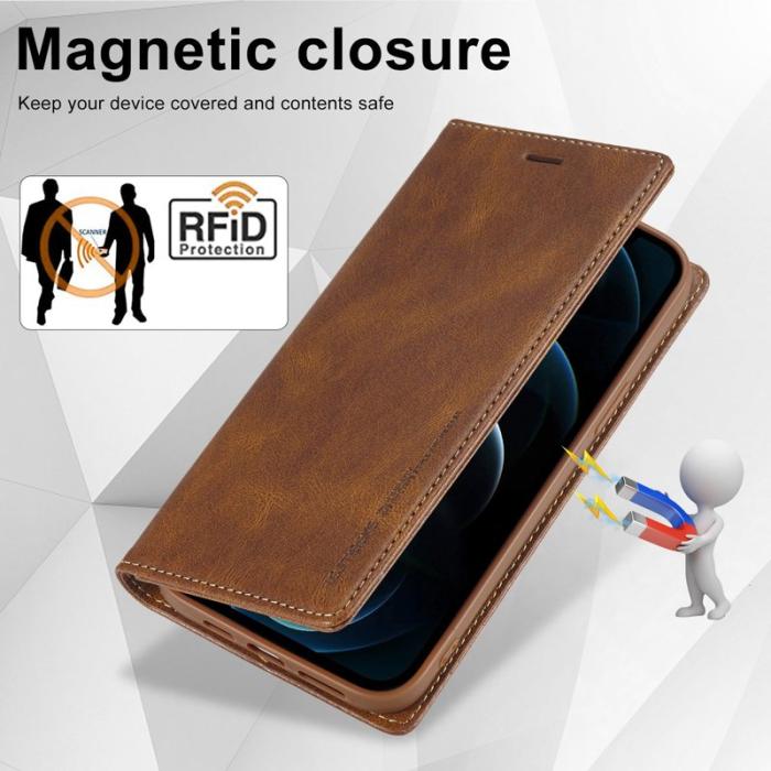 LC.imeeke - LC.IMEEKE iPhone 12 Pro Max Fodral Äkta läder - Brun