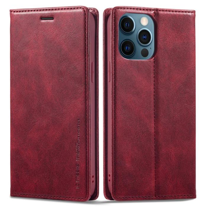 LC.imeeke - LC.IMEEKE iPhone 12 Pro Max Fodral Äkta läder - Röd