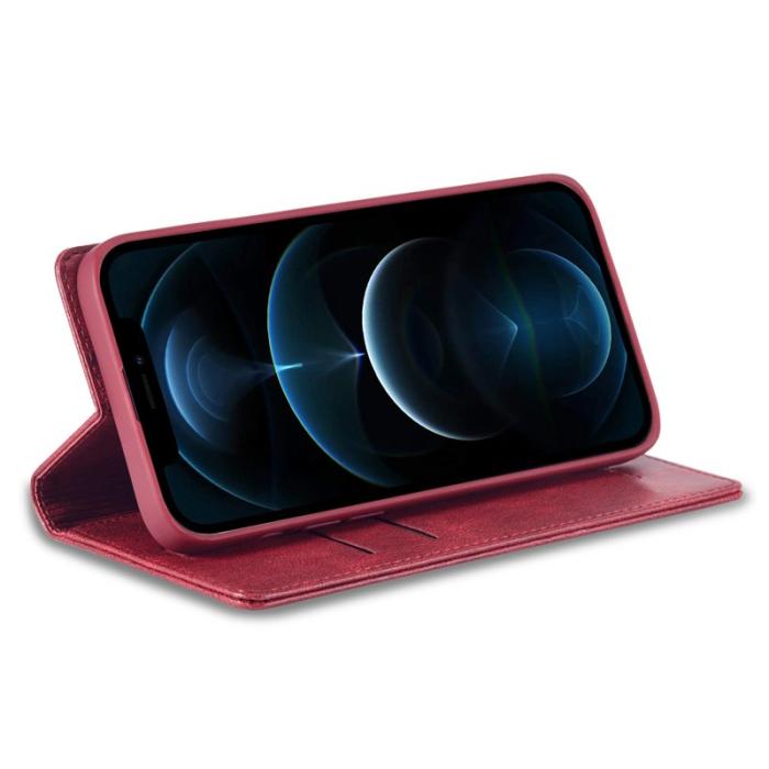 LC.imeeke - LC.IMEEKE iPhone 12 Pro Max Fodral Äkta läder - Röd