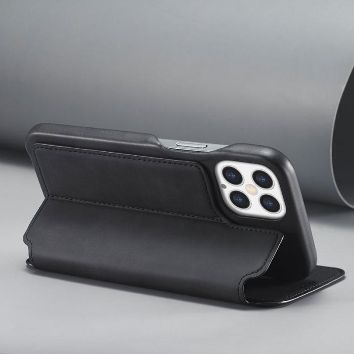 LC.imeeke - LC.IMEEKE iPhone 12 Pro Max Fodral Äkta läder - Svart