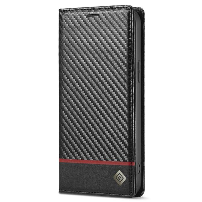 LC.imeeke - LC.IMEEKE iPhone 12 Pro Max Fodral i PU-läder - Röd rand