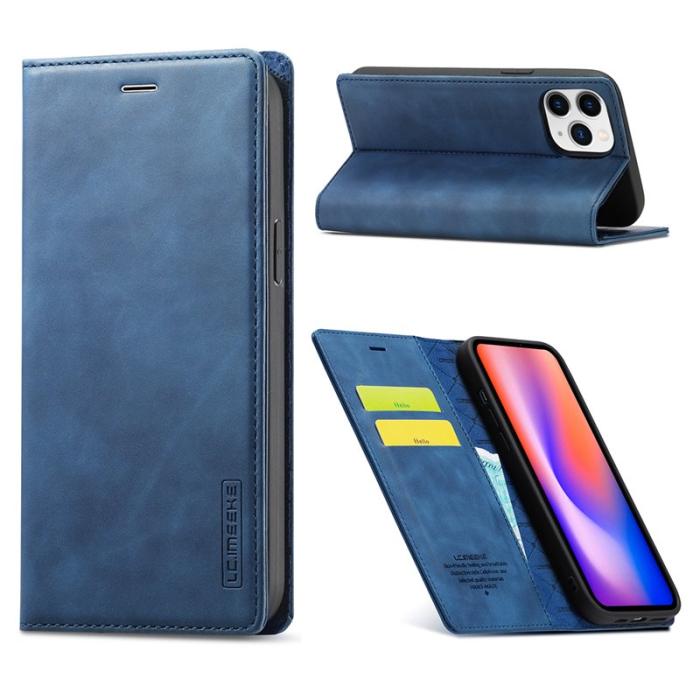 LC.imeeke - LC.IMEEKE iPhone 12 Pro Max Skal Äkta läder - Blå