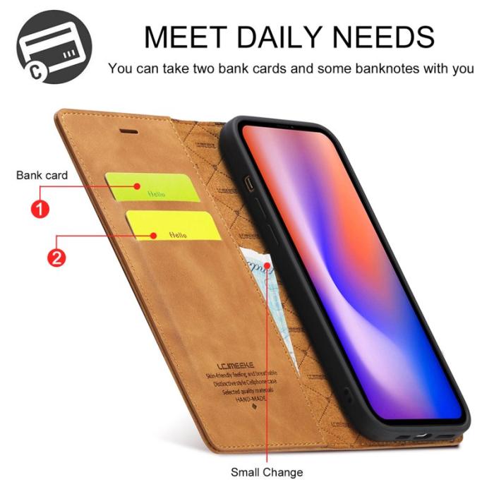 LC.imeeke - LC.IMEEKE iPhone 13 Fodral Äkta läder - Brun