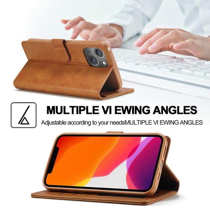 LC.imeeke - LC.IMEEKE iPhone 13 Fodral i PU-läder - Brun