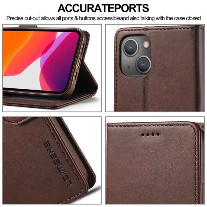 LC.imeeke - LC.IMEEKE iPhone 13 Fodral i PU-läder - Kaffe