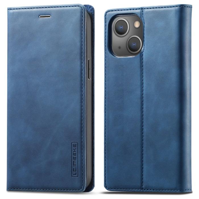 LC.imeeke - LC.IMEEKE iPhone 13 Fodral PU Läder - All-round Skydd - Blå