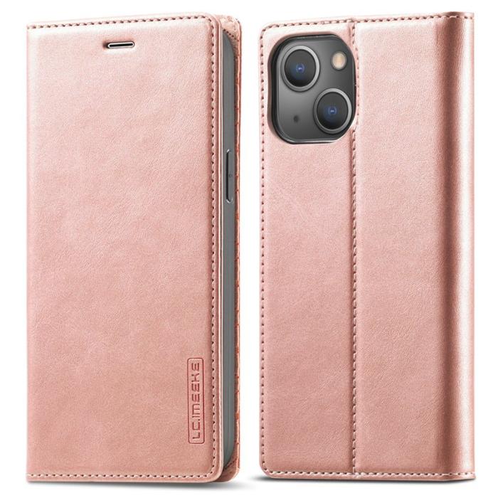 LC.imeeke - LC.IMEEKE iPhone 13 Fodral PU Läder - All-round Skydd - Roséguld