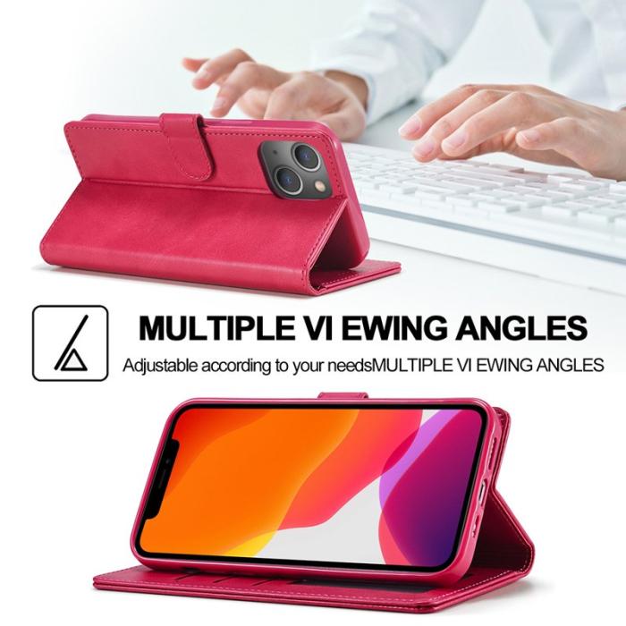 LC.imeeke - LC.IMEEKE iPhone 13 Fodral PU Läder - Folio Flip - Röd