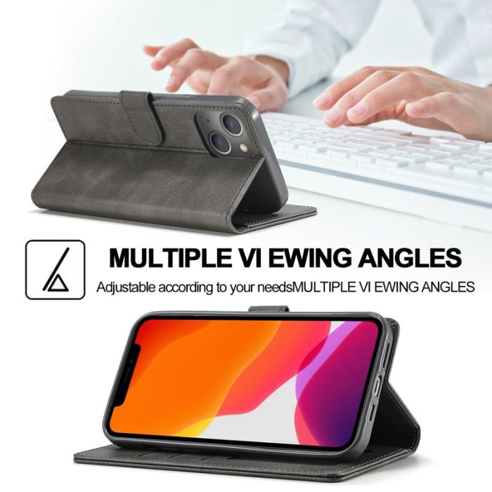 LC.imeeke - LC.IMEEKE iPhone 13 mini Fodral i PU-läder - Grå