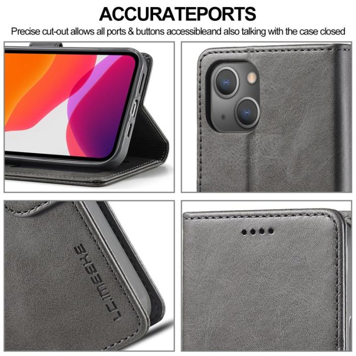 LC.imeeke - LC.IMEEKE iPhone 13 mini Fodral i PU-läder - Grå