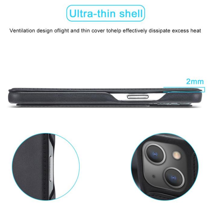 LC.imeeke - LC.IMEEKE iPhone 13 mini Fodral PU Läder - Svart