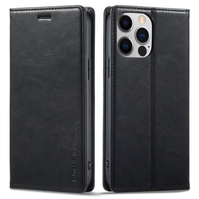 LC.imeeke - LC.IMEEKE iPhone 13 Pro Fodral i Äkta läder - Svart