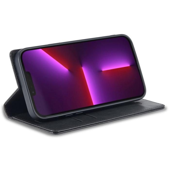 LC.imeeke - LC.IMEEKE iPhone 13 Pro Fodral i Äkta läder - Svart