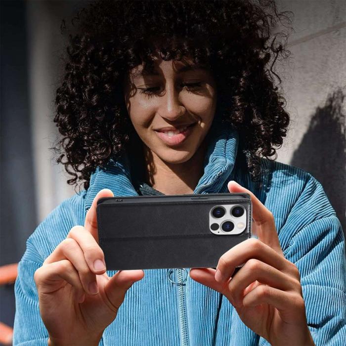 LC.imeeke - LC.IMEEKE iPhone 13 Pro Fodral i Äkta läder - Svart