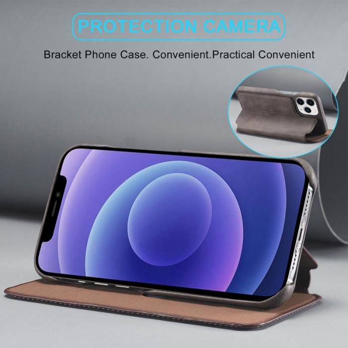 LC.imeeke - LC.IMEEKE iPhone 13 Pro Fodral i Vintage PU Läder - Kaffe