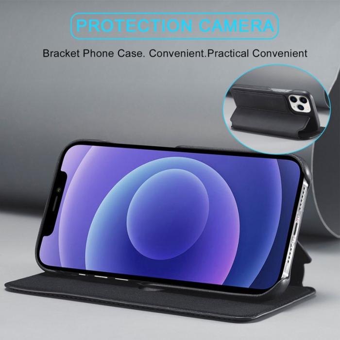 LC.imeeke - LC.IMEEKE iPhone 13 Pro Fodral i Vintage PU Läder - Svart