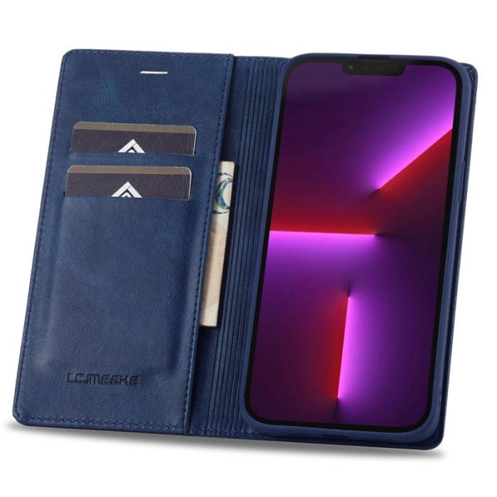 LC.imeeke - LC.IMEEKE iPhone 13 Pro Fodral - RFID Blocking - Konstläder - Blå