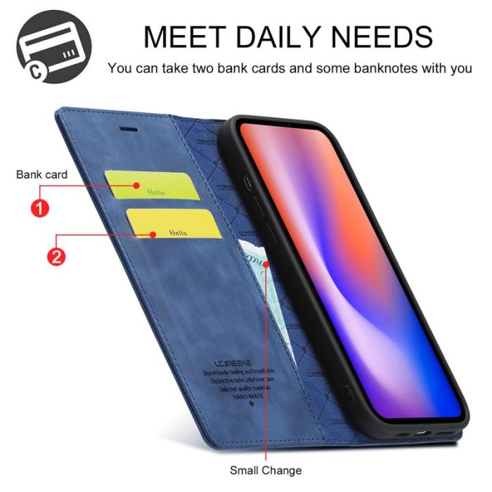 LC.imeeke - LC.IMEEKE iPhone 13 Pro Fodral - Stötbeständig PU Läder - Blå