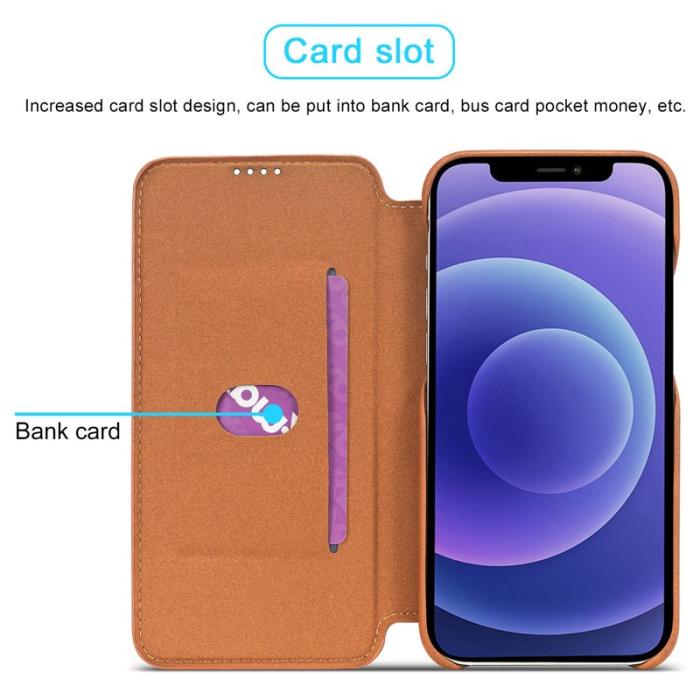 LC.imeeke - LC.IMEEKE iPhone 13 Pro Max Fodral Äkta läder - Brun