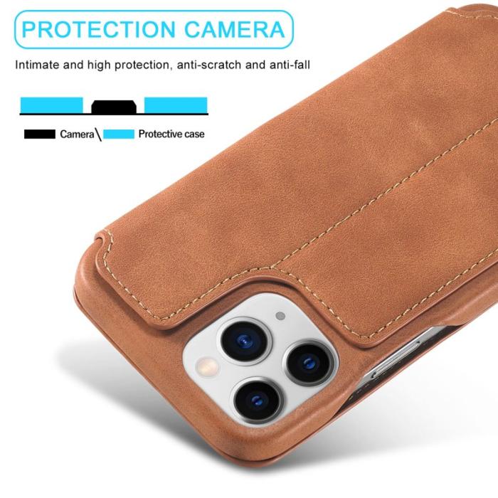 LC.imeeke - LC.IMEEKE iPhone 13 Pro Max Fodral Äkta läder - Brun