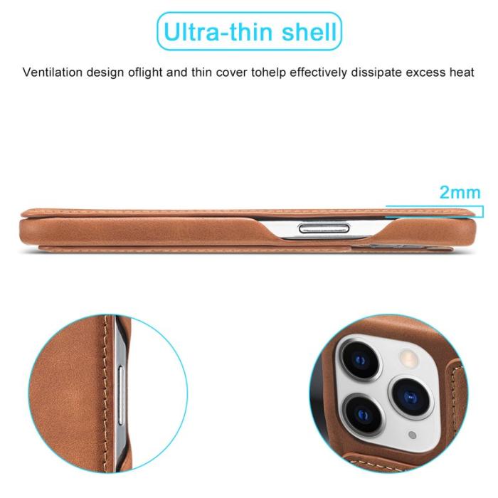 LC.imeeke - LC.IMEEKE iPhone 13 Pro Max Fodral Äkta läder - Brun