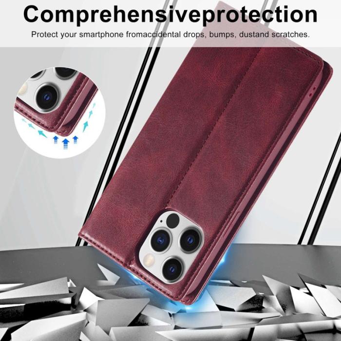 LC.imeeke - LC.IMEEKE iPhone 13 Pro Max Fodral Äkta läder - Röd