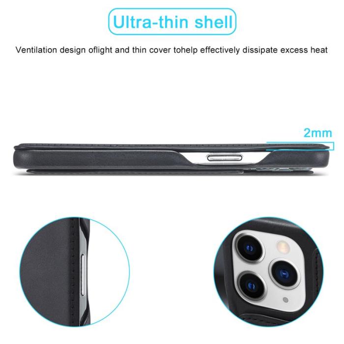 LC.imeeke - LC.IMEEKE iPhone 13 Pro Max Fodral Äkta läder - Svart