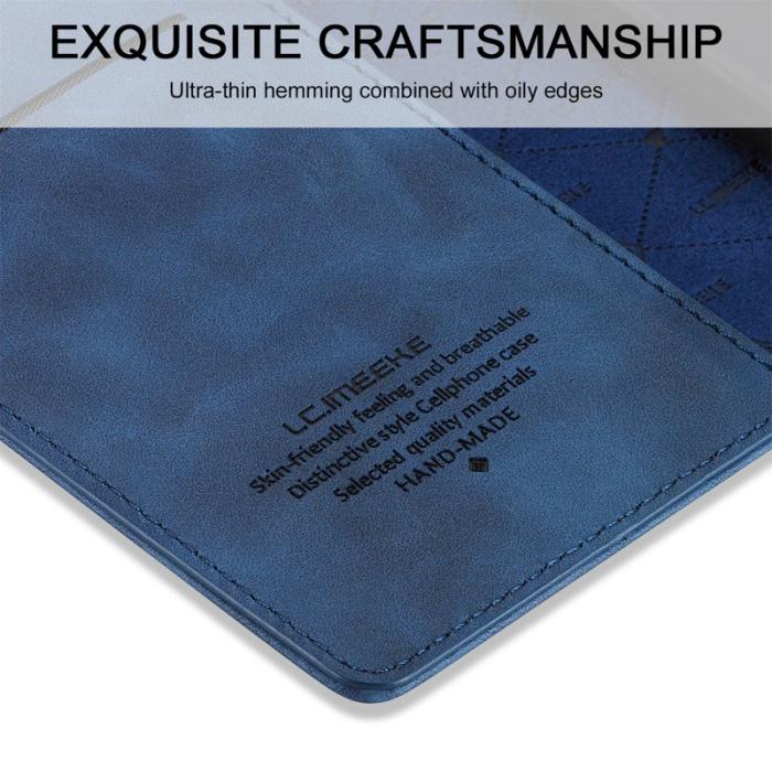 LC.imeeke - LC.IMEEKE iPhone 13 Pro Max Skal Äkta läder - Blå