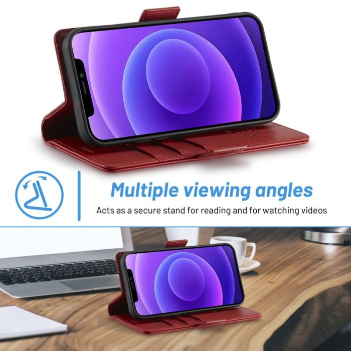 LC.imeeke - LC.IMEEKE iPhone 13 Pro Max Skal Äkta läder - Röd