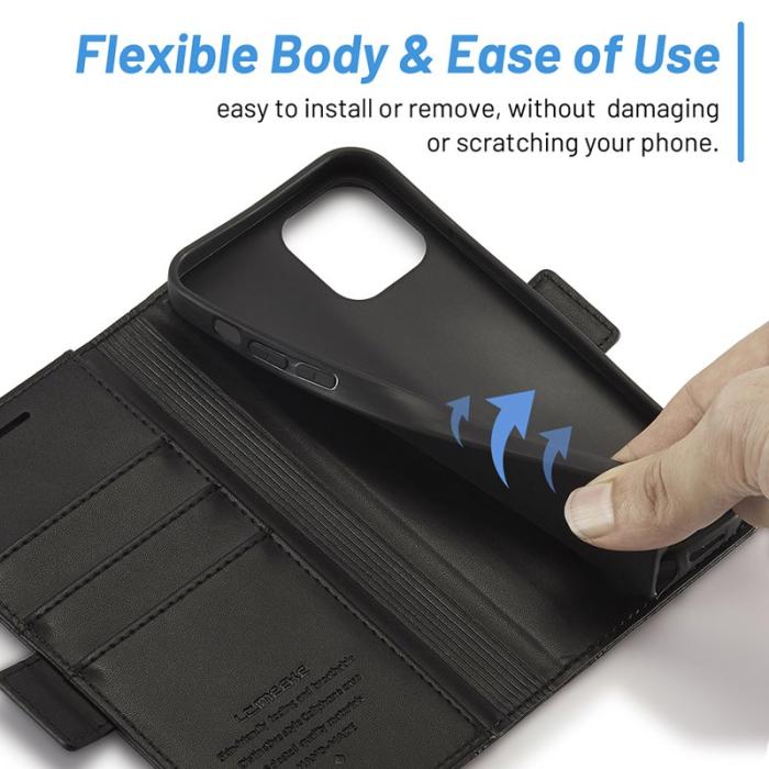 LC.imeeke - LC.IMEEKE iPhone 13 Pro Max Skal i PU-läder - Svart