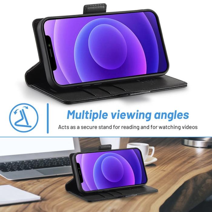 LC.imeeke - LC.IMEEKE iPhone 13 Pro Skal PU Läder med Kortfack - Svart